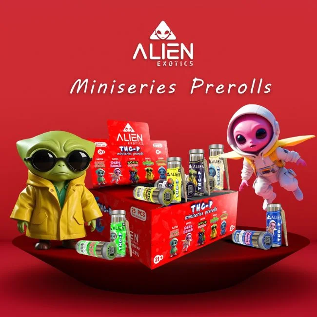 ALIEN EXOTICS THC-P (38.23%) MINI PRE ROLLED ASSORTED FLAVOR JOINT (RED) 25CT/ BOX