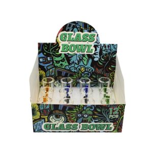 LEAF SCREEN DESIGN 14MM MALE GLASS BOWL 12CT DISPLAY