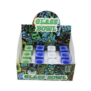 SQUARE SHAPE DESIGN 14MM MALE GLASS BOWL 12CT DISPLAY