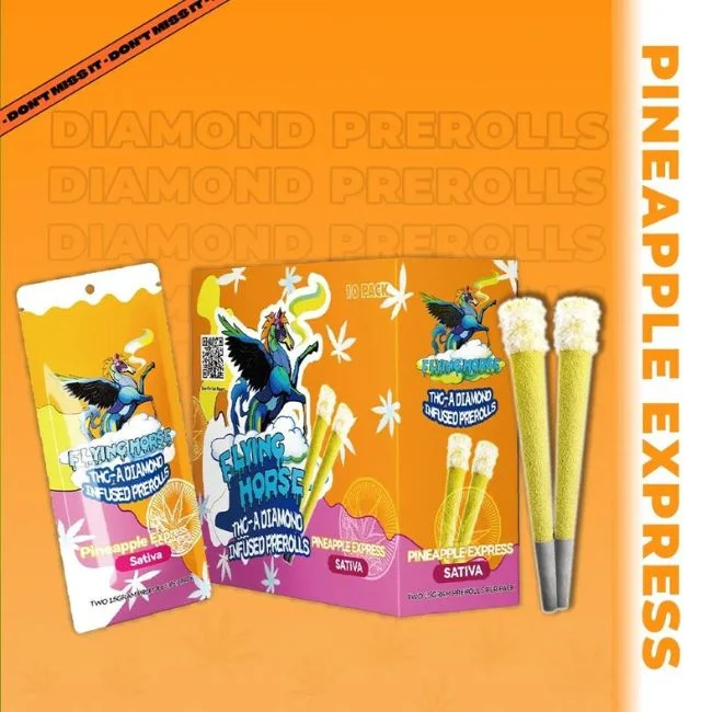 FLYING HORSE THC-A DIAMOND INFUSED 1.5GM X 2PK PRE ROLL JOINTS 10CT/ BOX