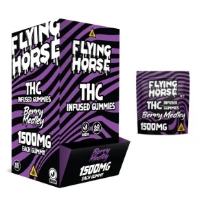 FLYING HORSE THC INFUSED D8 + D9 + HHC 1500MG PER GUMMY BAG 60CT/ BOX