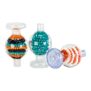SMOQ GLASS PLYREX DESIGN BLOWN CARB CAP ASSORTED COLORS "GC29CABPCAP"
