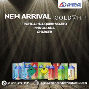 GOLD WHIP N2O 200G / 0.3L MINI TANKS TROPICAL+DAIQUIRI+MOJITO+PINA COLADA CHARGER 20CT/ BOX