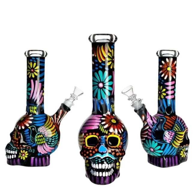 PHOENIX GLASS 10'' SKULL PRINTED FANCY WATER PIPE