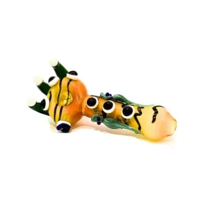 7'' GOLD FUME LIZARD LOCKET HAND MADE HAND PIPE