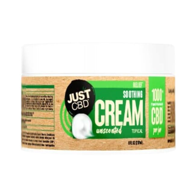 JUST CBD RELIEF SOOTHING UNCENTED 1000MG 8OZ 237ML CREAM JAR