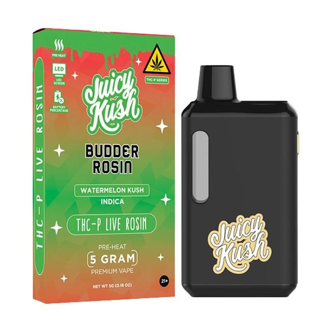 JUICY KUSH BUDDER ROSIN THC-P LIVE ROSIN 5GM DISPO 5CT/ BOX - Image 6