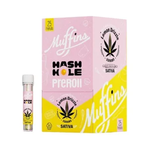 MUFFINS THCA HASH HOLE BATTER INFUSED 2GM PRE ROLLS JOINTS 25CT/ BOX