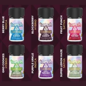 TORCH THC-A LIL FLAMES VVS DIAMONDS KIEF & HASH 1GM X 4PK PRE ROLL JOINTS JAR 6CT/ BOX