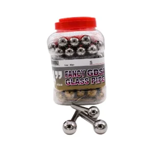 4'' FANCY GLASS PIPE GOLD & SILVER 90CT/ JAR