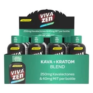 VIVAZEN KAVA + KRATOM 250MG KAVALACTONES 40MG MIT PER BOTTLE 12CT/ BOX