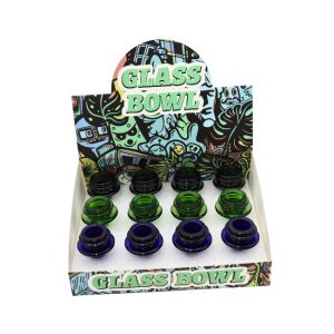 COLORFULL FANCY DESIGN 14MM MALE GLASS BOWL 12CT DISPLAY