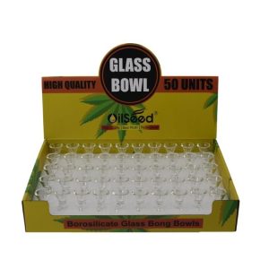OILSEED HEAVY DUTY GLASS BOWL 14MM CLEAR 50CT DISPLAY
