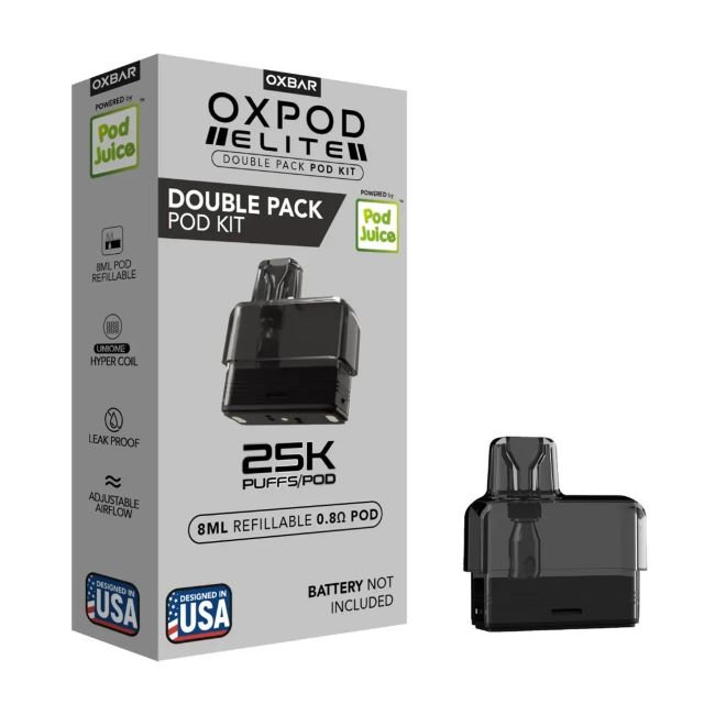 OXBAR OXPOD ELITE BY POD JUICE DOUBLE PACK 8ML REFILLABLE PODS 2PK 5CT/ BOX