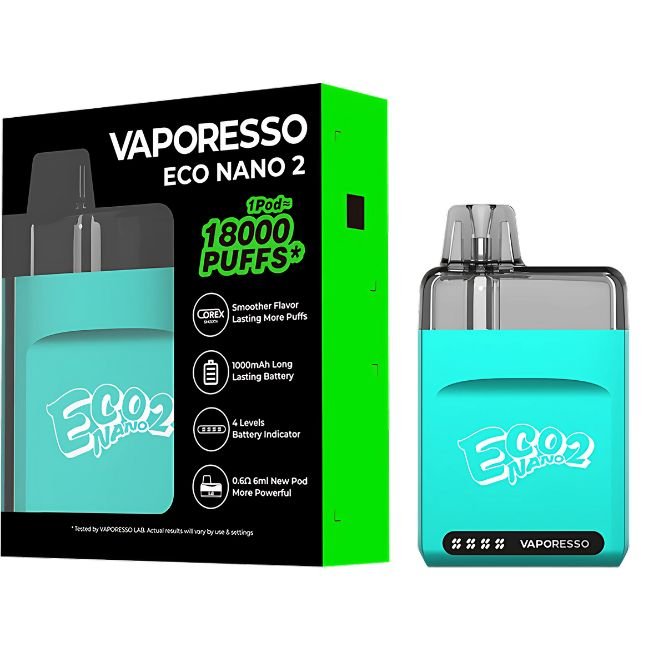 VAPORESSO ECO NANO2 1POD = 18K PUFFS (6ML) 1000mAH POD SYSTEM STARTER KIT - Image 2